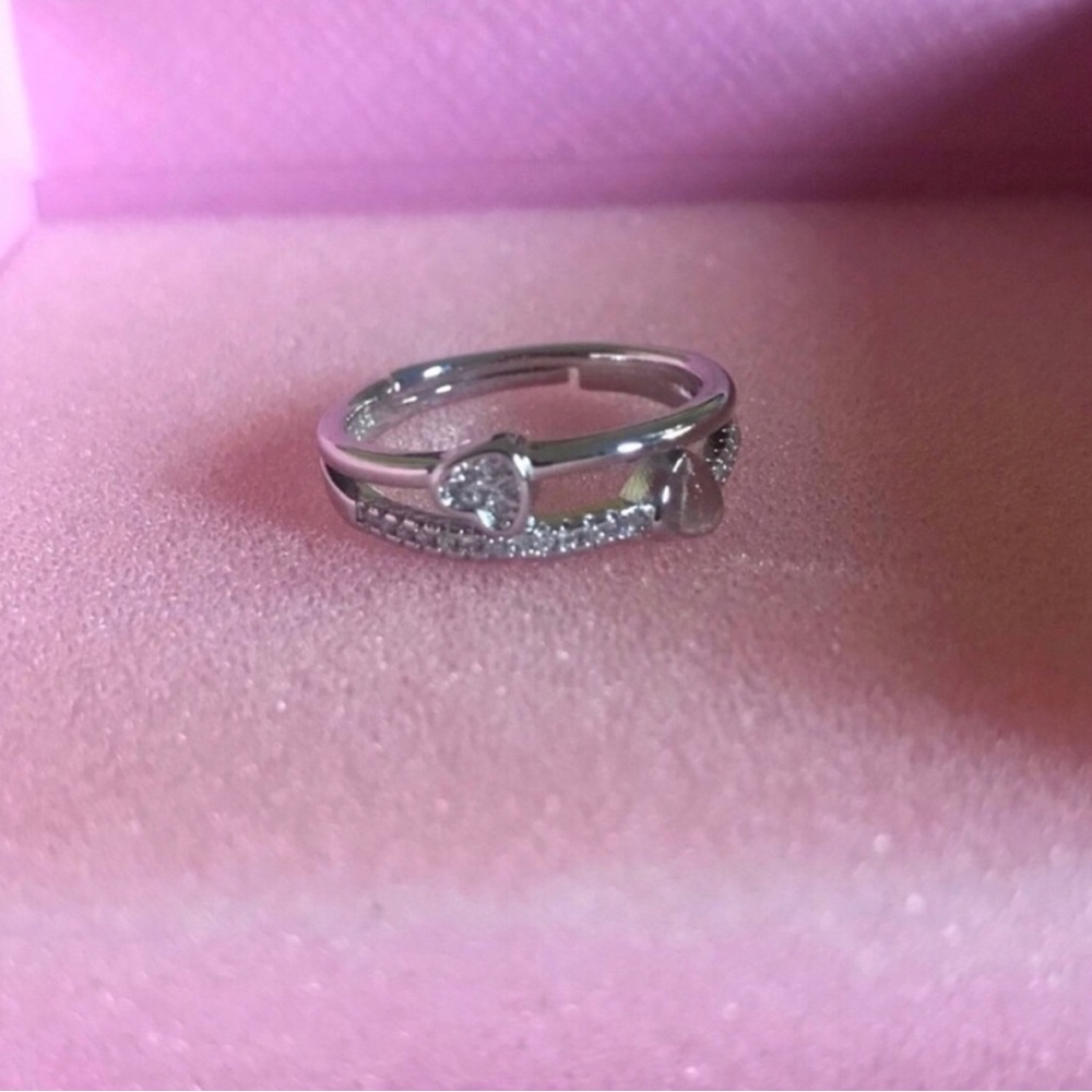 Sterling Silver Heart Accent Ring with Cubic Zirconia